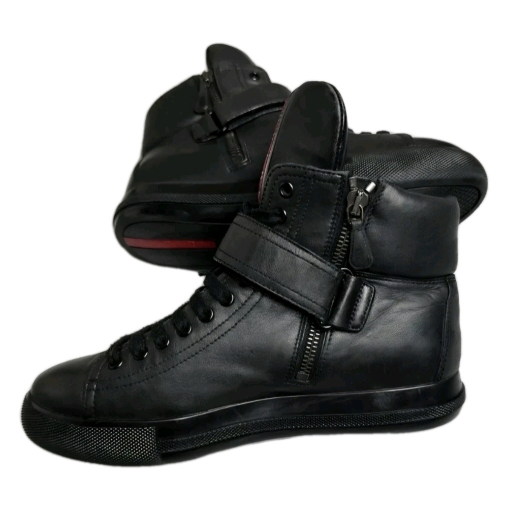 Prada Miu Miu 00s Womens Leather Y2K HiTop Boot Sneakers EU 39.5 US Sz 8.5 (EUC) - Picture 6 of 12